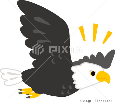 飛んでいるハクトウワシのデフォルメイラスト 飛んでいるハクトウワシのデフォルメイラスト 115654321