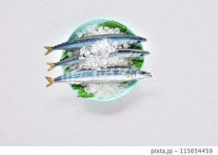 秋の味覚サンマ　焼魚　煙　七輪　炭　金網 115654459