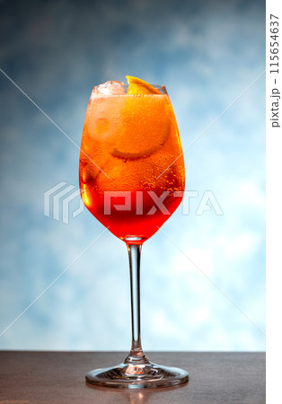 Glass of aperol spritz cocktail 115654637