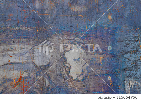 Metal surface with red, blue and yellow tones for grunge design background. Metal surface with red, blue and yellow tones for grunge design background. 115654766