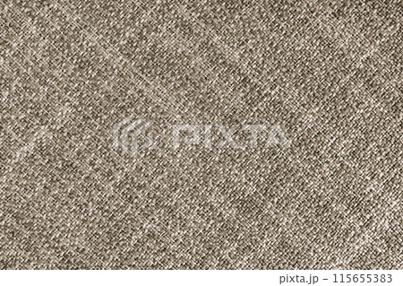 Jacquard woven diagonal coarse weave texture upholstery brown fabric. 115655383