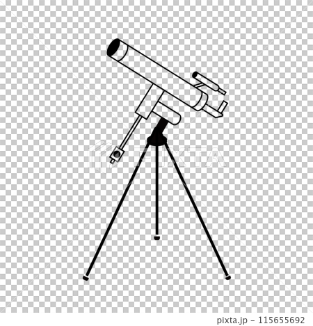 透過天文望遠鏡進行天文觀測的簡單單色插圖 02 115655692