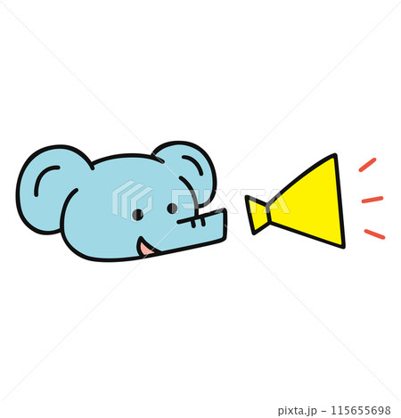 メガホンでお知らせするゾウ 115655698