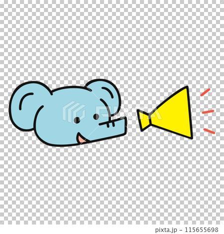 メガホンでお知らせするゾウ 115655698