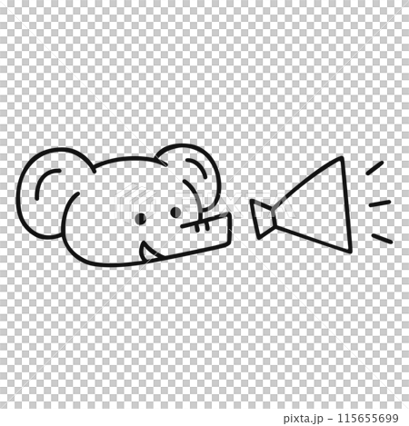 メガホンでお知らせするゾウ・線画 115655699