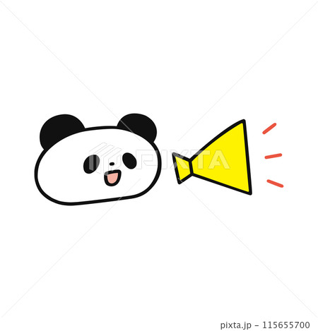 メガホンでお知らせするパンダ 115655700