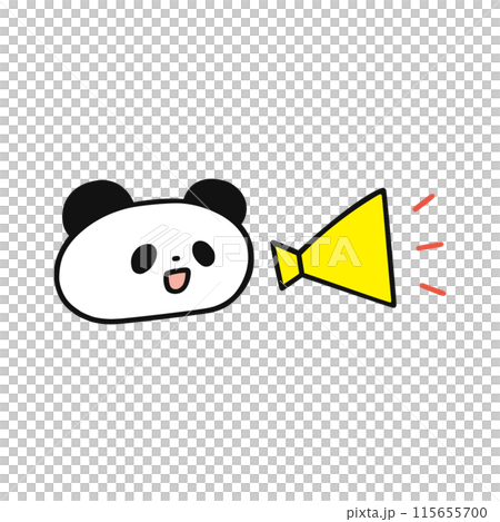 メガホンでお知らせするパンダ 115655700