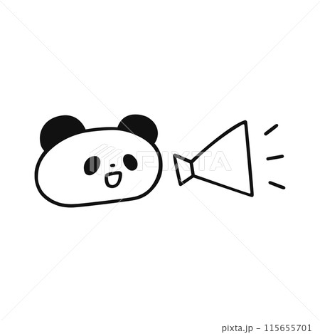メガホンでお知らせするパンダ・線画 メガホンでお知らせするパンダ・線画 115655701
