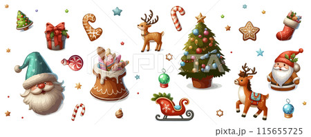 Christmas seamless pattern with a set of winter comfort elements. Festive packaging. Christmas seamless pattern with a set of winter comfort elements. Festive packaging. 115655725