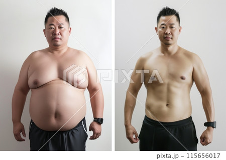 Dramatic weight loss transformation of an Asian man, before and after photos Dramatic weight loss transformation of an Asian man, before and after photos 115656017