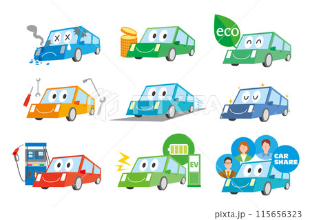 色々な車の状態のイラストセット 115656323