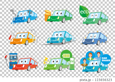 色々な車の状態のイラストセット 115656323