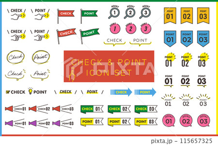 チェック & ポイント ベクターアイコンセット チェック & ポイント ベクターアイコンセット 115657325