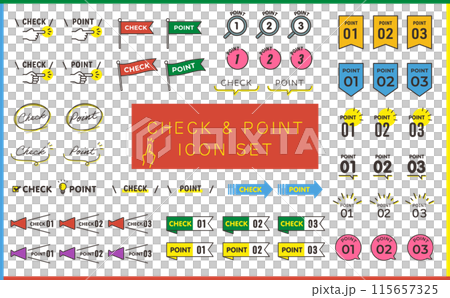 チェック & ポイント ベクターアイコンセット チェック & ポイント ベクターアイコンセット 115657325