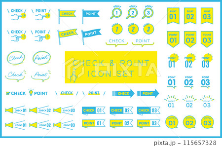 チェック & ポイント ベクターアイコンセット チェック & ポイント ベクターアイコンセット 115657328