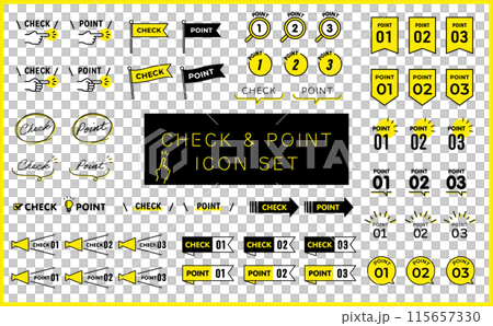 チェック & ポイント　ベクターアイコンセット 115657330