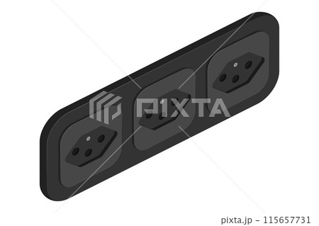 isometric power outlet socket swiss type j vector flat illustration 115657731