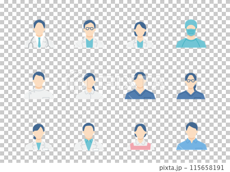 医療チームのアイコンセット 115658191