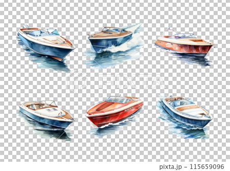 Speed Boat, Transportation Illustration. Watercolor Style. AI Generated 115659096