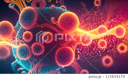 CG背景イラスト　カラフルなウイルス 115659179