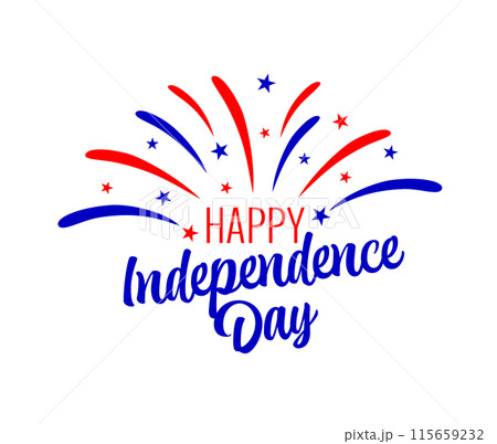 Happy Independence day symbol with fireworks.  115659232