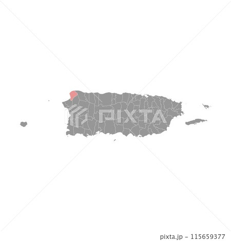Aguadilla map, administrative division of Puerto Rico. Vector illustration. 115659377