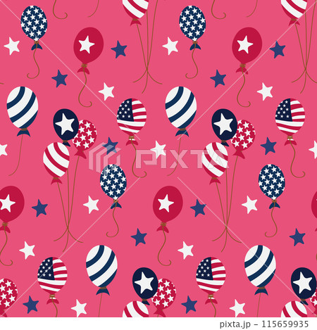 USA patriotic seamless pattern with balloons 115659935
