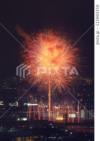 猪名川花火大会(大阪府池田市 兵庫県川西市)五月山秀望台付近から見る 猪名川花火大会(大阪府池田市 兵庫県川西市)五月山秀望台付近から見る 115660358