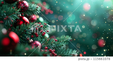 Christmas background with red and green decorations. Ideal for festive projects. Christmas background with red and green decorations. Ideal for festive projects. 115661078