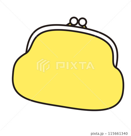 がま口財布のシンプルな線画イラスト 115661340