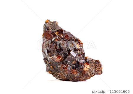 macro mineral garnet stone on a white background macro mineral garnet stone on a white background 115661606