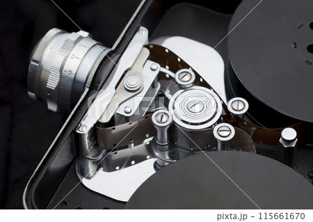 Close-up of Vintage 8mm Camera Mechanism 115661670