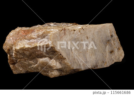 Macro of a stone Moonstone mineral on a black background 115661686