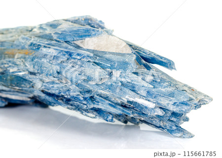 Macro stone kyanite mineral on white background Macro stone kyanite mineral on white background 115661785
