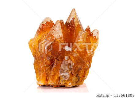 Macro stone calcite mineral on white background 115661808