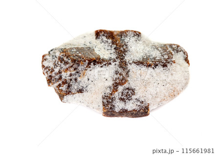 macro mineral stone Staurolite on a white background 115661981