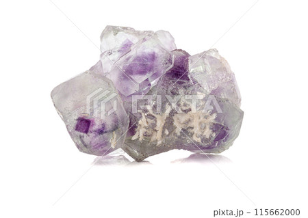 Macro mineral stone Fluorite crystal on a black background 115662000