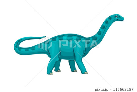 Cartoon datousaurus dinosaur character of prehistoric forest animal. Funny blue dino vector personage of jurassic period jungle giant lizard. Ancient sauropod dinosaur, prehistoric herbivore animal Cartoon datousaurus dinosaur character of prehistoric forest animal. Funny blue dino vector personage of jurassic period jungle giant lizard. Ancient sauropod dinosaur, prehistoric herbivore animal 115662187