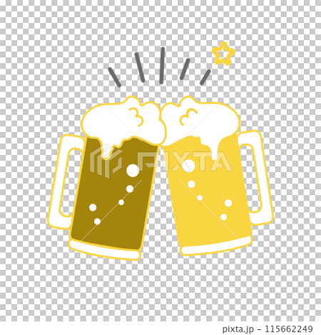 Toasting with a mug of beer illustration Toasting with a mug of beer illustration 115662249
