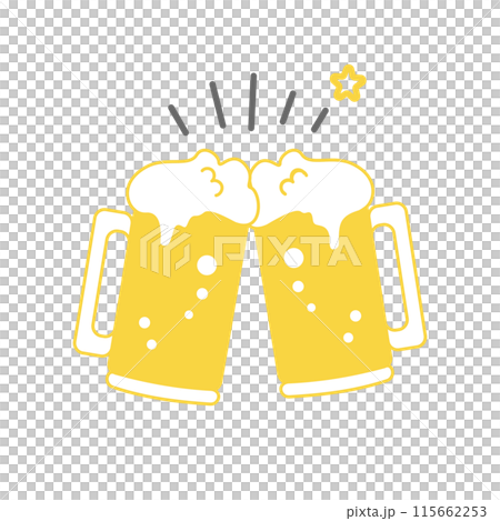 Toasting with a mug of beer illustration Toasting with a mug of beer illustration 115662253