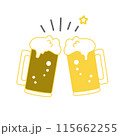ジョッキビールで乾杯　イラスト	 115662255