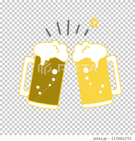 Toasting with a mug of beer illustration Toasting with a mug of beer illustration 115662255