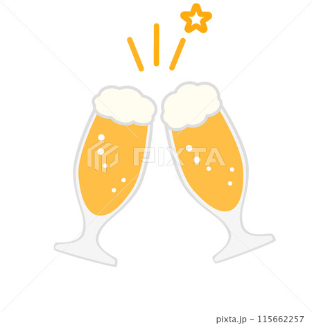 ビールで乾杯　イラスト　おしゃれ	 115662257