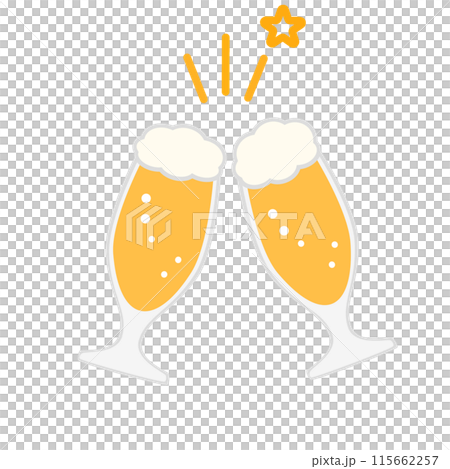 ビールで乾杯　イラスト　おしゃれ	 115662257