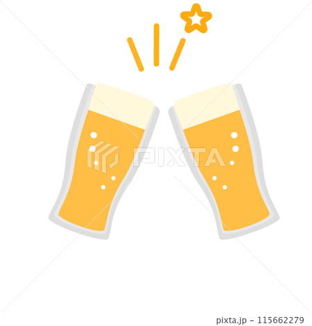 ビールで乾杯　イラスト　グラス	 115662279