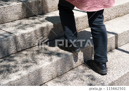 石段を登る女性 115662501