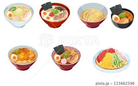 ラーメンのイラストセット ラーメンのイラストセット 115662596