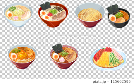 ラーメンのイラストセット ラーメンのイラストセット 115662596