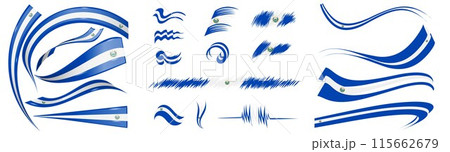 Nicaragua flag set elements, vector illustration on a white background 115662679