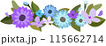 Purple flowers on transparent background, isolated elements vector 115662714